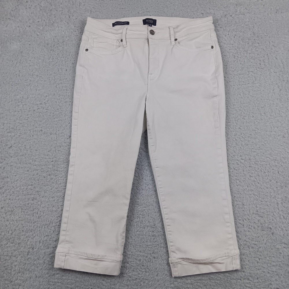 NYDJ Marilyn Straight Crop Pant Woman 10 Optic White Lift Tuck MCFO2108